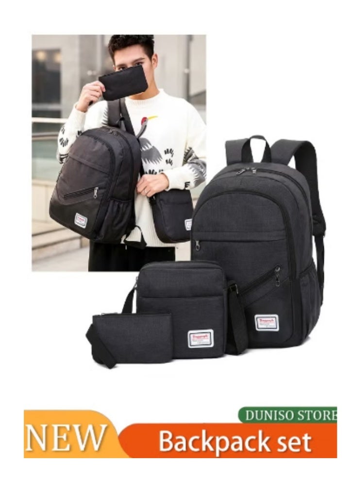 DUNISO New Black 3 - Piece Backpack Set | Multi - Scenario Applicable, Practical and Stylish - Image 1