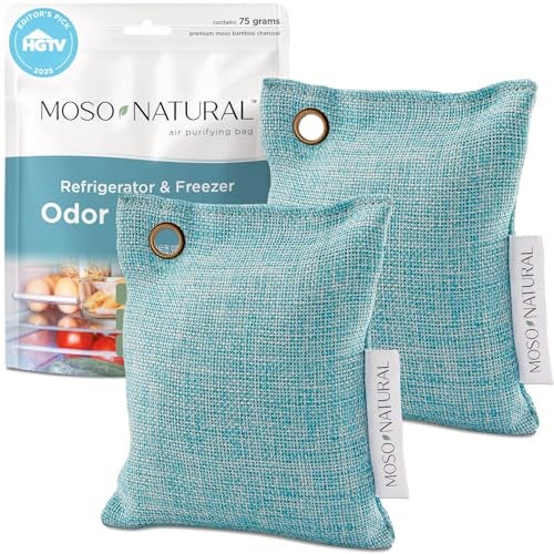 Moso Natural Fridge Deodorizer Odor Eliminator, Bamboo Charcoal Refrigerator & Freezer Air Purifying Bag, More Powerful than Baking Soda Fridge Odor Absorber (2 Pack) - Image 1