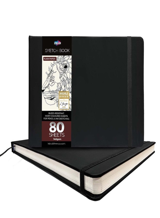Zieler® 8.27" x 5.5" (207mm x 140mm) Hardcover Landscape Sketchbook, Pale Ivory Sheets, 140gsm, 80 Sheets - Image 1