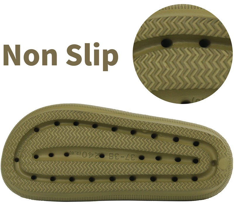 BenSorts Pillow Slippers Slides for Women Cushion Slides Foam Sandal 2 Buckle Adjustable Bathroom Shower Shoes Slippers Green Men Size 7 8 Women Size 8 9 - Image 5