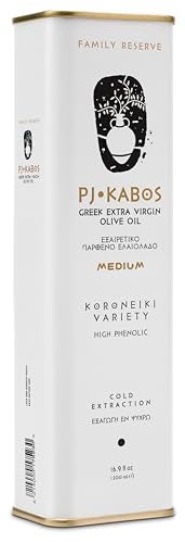 P.J. KABOS 2024/25 Harvest, High Phenolic (450+mg/kg), Premium Greek Extra Virgin Olive Oil, Kosher, Greece, Cold Extracted, 16.9 oz Tin, Koroneiki, "Family Reserve - Medium" - Image 1