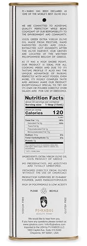 P.J. KABOS 2024/25 Harvest, High Phenolic (450+mg/kg), Premium Greek Extra Virgin Olive Oil, Kosher, Greece, Cold Extracted, 16.9 oz Tin, Koroneiki, "Family Reserve - Medium" - Image 2