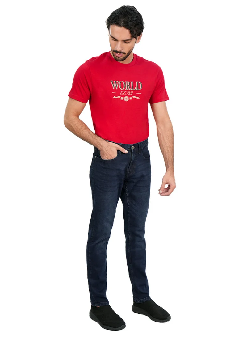 جيوردانو Men's Skinny Taper Stretch Cotton Denim Jeans Low Rise