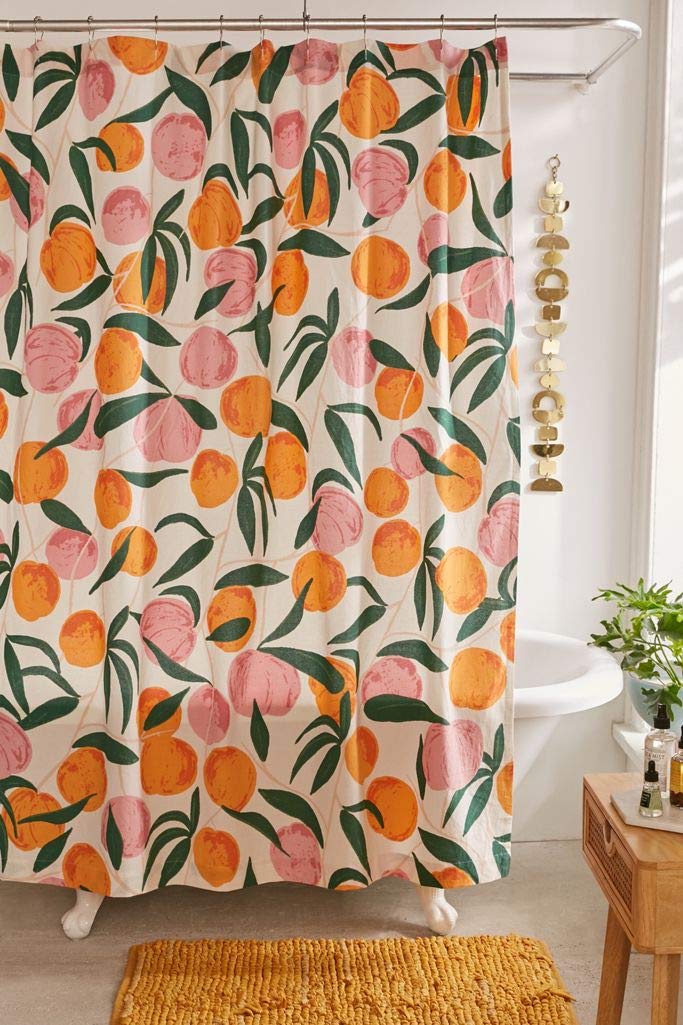INSHERE Decorative Peach Shower Curtain Waterproof Polyester Fabric  Home Bathroom Decor Hanging Curtain with Hooks 72 by 72 Inch  Hotel Quality  Machine Washable - Image 2