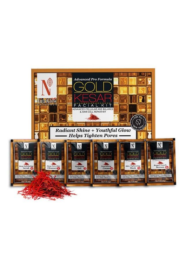 NutriGlow NATURAL'S Advanced Pro Formula Gold Kesar Facial Kit for Glowing Skin| Cleanup Kit for Radiant Shine| Helps Tighten Pores, 60gm - Image 1