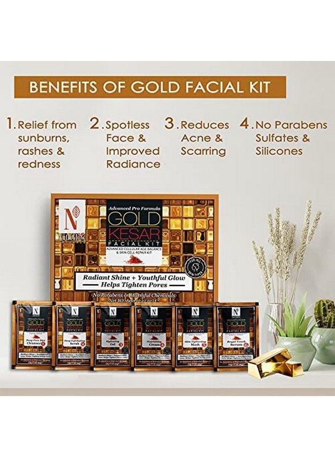 NutriGlow NATURAL'S Advanced Pro Formula Gold Kesar Facial Kit for Glowing Skin| Cleanup Kit for Radiant Shine| Helps Tighten Pores, 60gm - Image 4