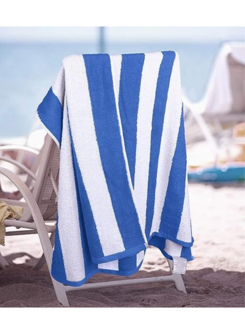 Luxury Pool Towels, 90x180cm (1pcs) (Blue & White Stripe) - Image 1