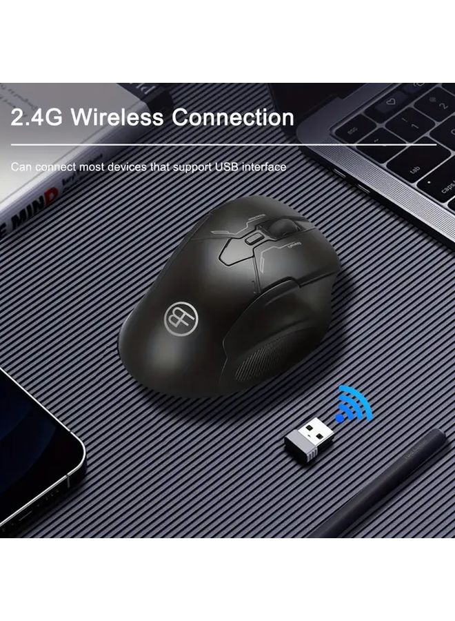 Wireless Ergonomic Mouse With Quiet Clicks Portable 6 Button Optical Black For Laptop Desktop PC Mac Home Office - Image 3