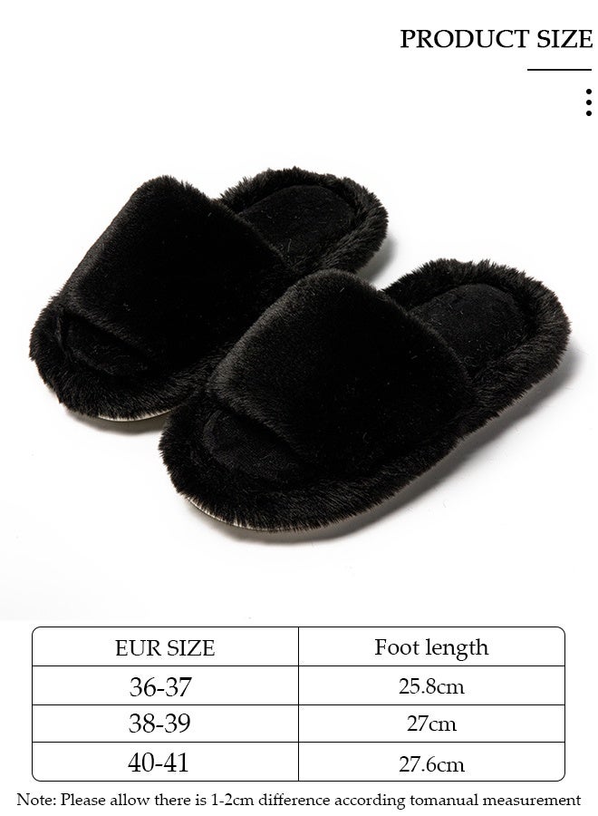 DUNISO Women's Fuzzy Slippers Comfy Plush House Slippers for Indoor Outdoor Fluffy Open Toe Warm Breathable Anti-skid Sole Gift Slippers for Women and Girls - Image 2