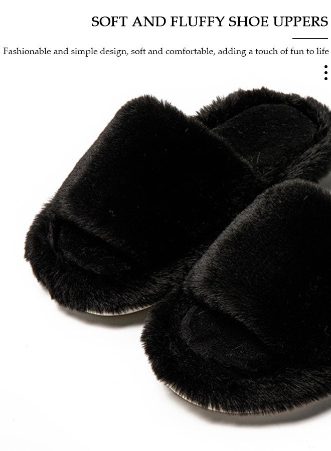 DUNISO Women's Fuzzy Slippers Comfy Plush House Slippers for Indoor Outdoor Fluffy Open Toe Warm Breathable Anti-skid Sole Gift Slippers for Women and Girls - Image 3