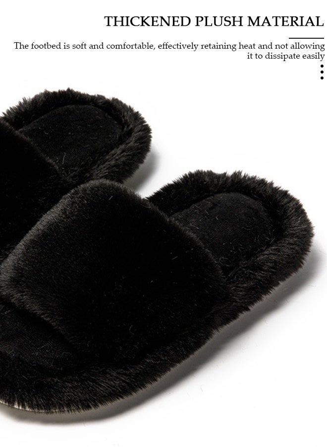 DUNISO Women's Fuzzy Slippers Comfy Plush House Slippers for Indoor Outdoor Fluffy Open Toe Warm Breathable Anti-skid Sole Gift Slippers for Women and Girls - Image 4