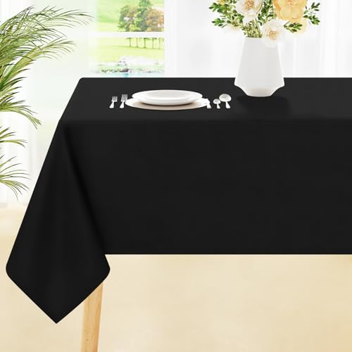 Smiry Rectangle Table Cloth Waterproof AntiScratch Polyester Tablecloth Decorative Washable Fabric Table Cover for Dining Buffet Parties and Outdoor 60x102 Black