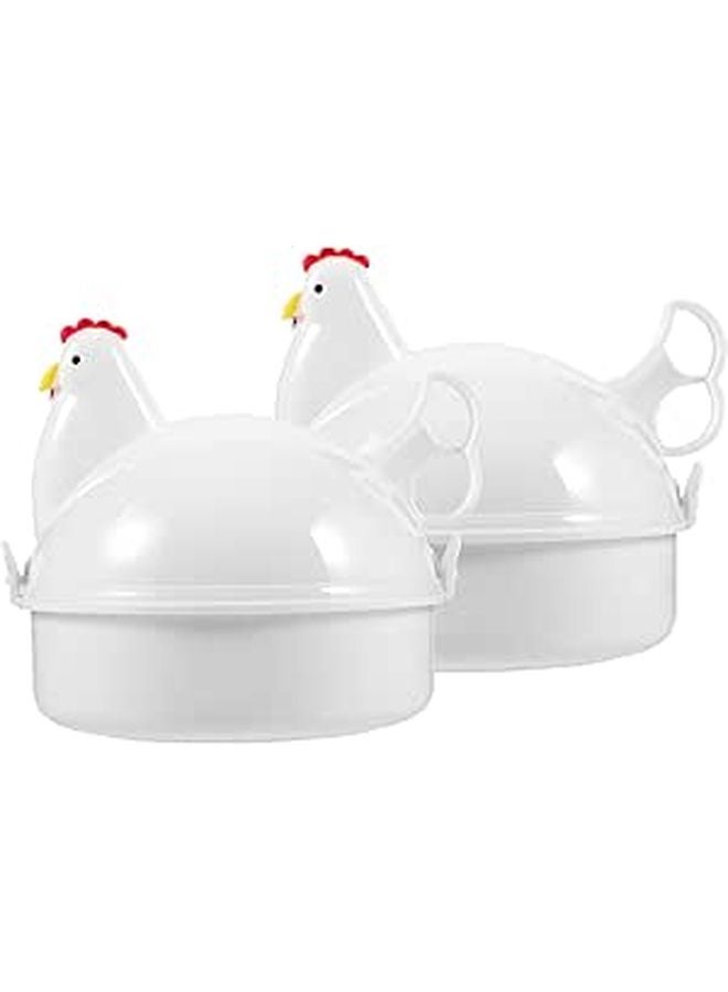 2Pcs Chicken Shaped Microwave Egg Cooker Set For Healthy Breakfast Kitchen Accessory - Image 1