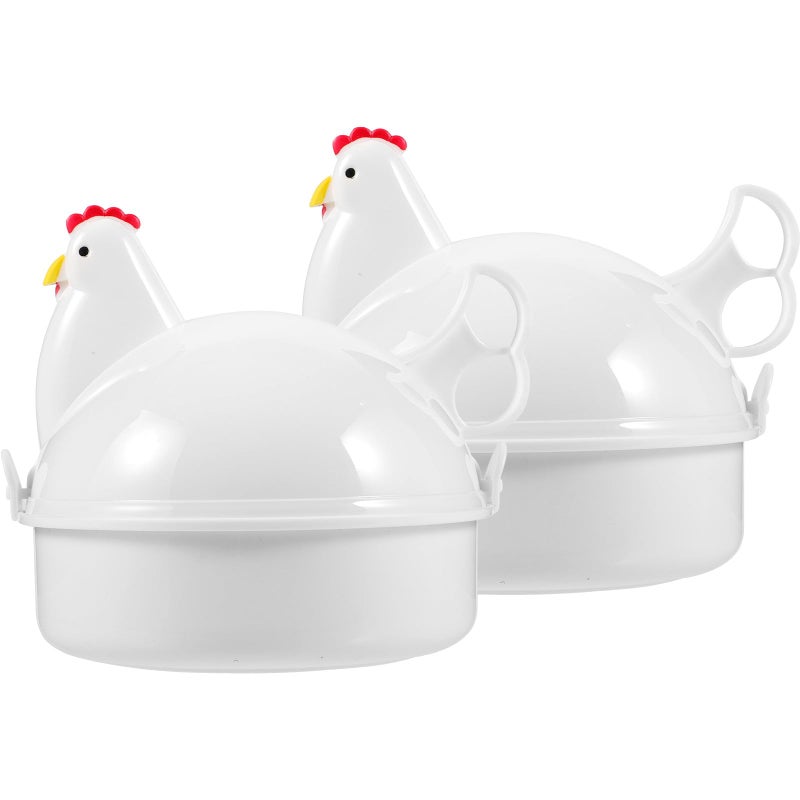 2Pcs Chicken Shaped Microwave Egg Cooker Set For Healthy Breakfast Kitchen Accessory - Image 2