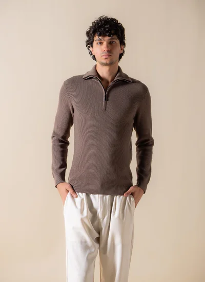 SHAPES KNITTED QUARTER-ZIP JUMPER