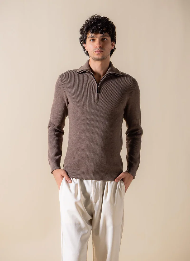 SHAPES KNITTED QUARTER-ZIP JUMPER