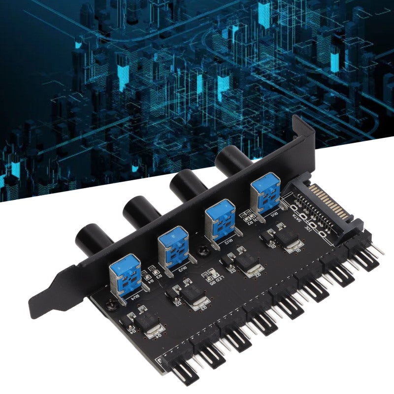 PWM Fan Hub 8 Channel: Knob Adjustment Speed Controller - High Performance Material Space Saving for PC CPU Chassis HDD VGA Water Cooling Systems - Image 4