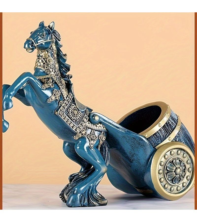 Golden Horse Wine Rack Luxury European Style Living Room Entryway TV Cabinet Decor - Image 3