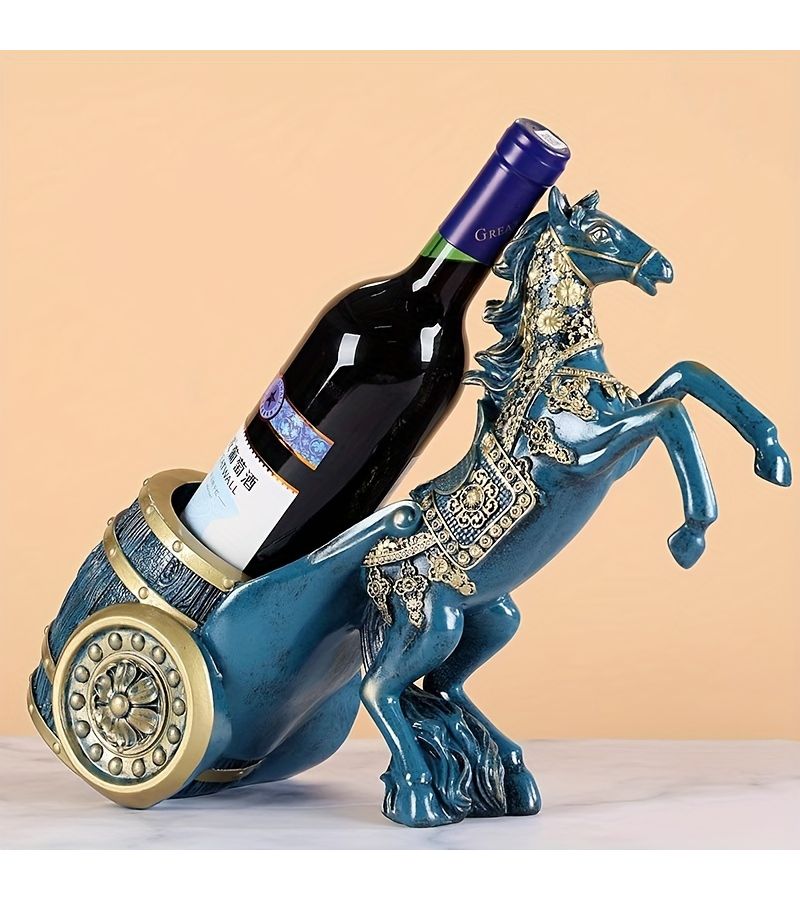 Golden Horse Wine Rack Luxury European Style Living Room Entryway TV Cabinet Decor - Image 2