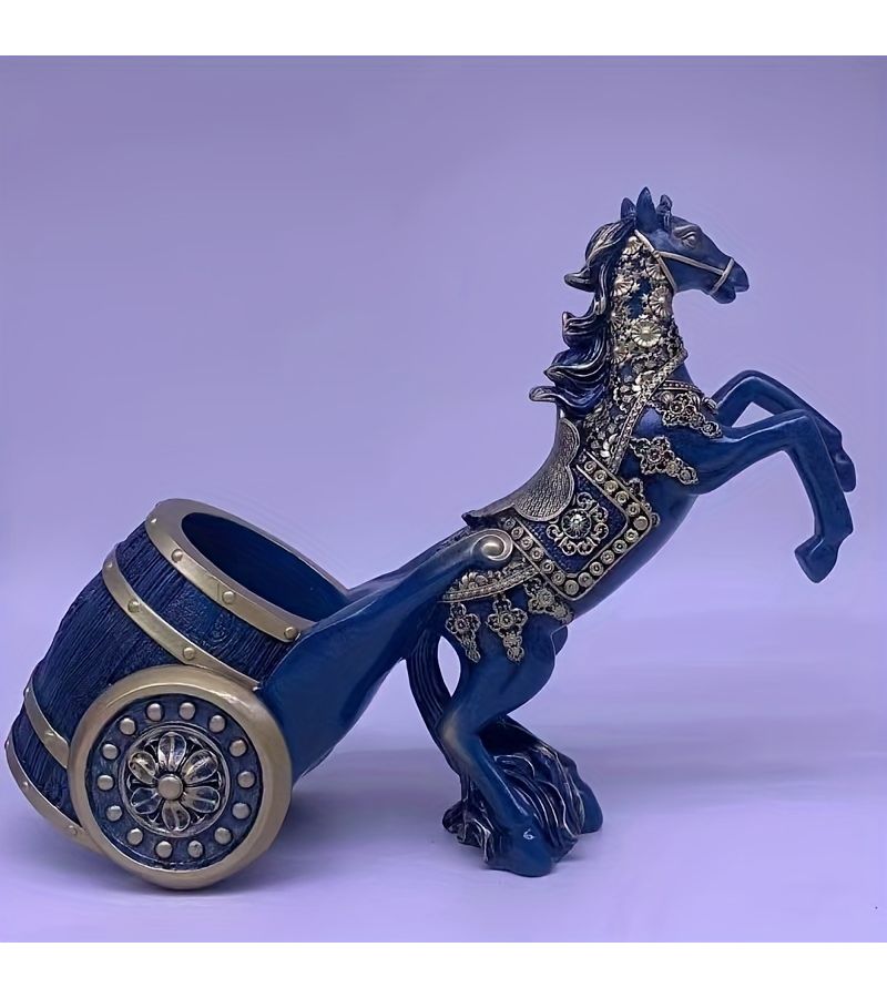 Golden Horse Wine Rack Luxury European Style Living Room Entryway TV Cabinet Decor - Image 5