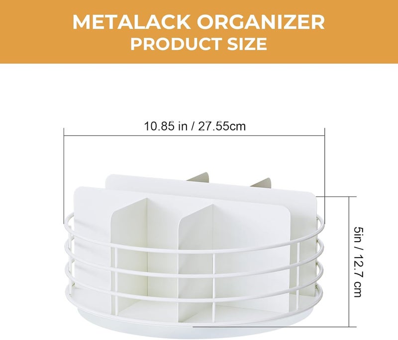 NANAGIFTREE Snack Organizer - Versatile Snack Storage, Lazy Susan with Convenient Grab-and-Go Design, Metal Snack Holder for Home, Office, Breakroom, 10.85" L x 10.85" W x 5" H (White) - Image 2