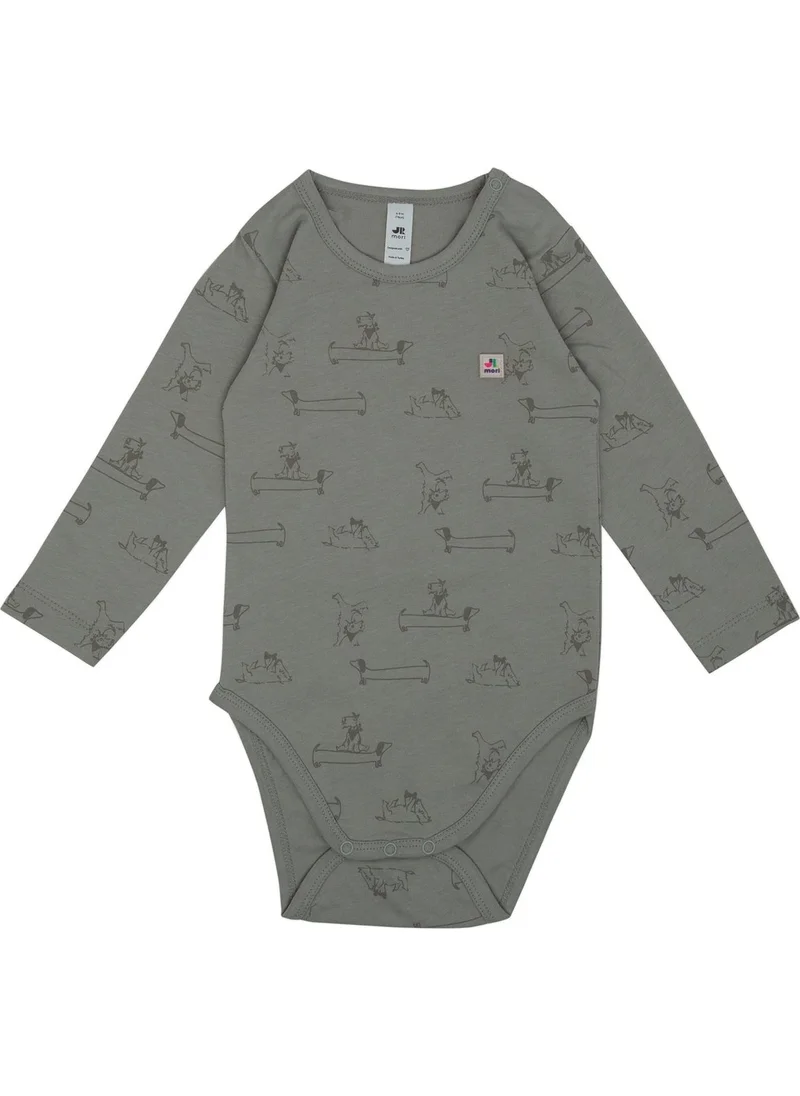 Jrmori Mr.j & Ms.r Printed Long Sleeve Bodysuit with Shoulder Snaps