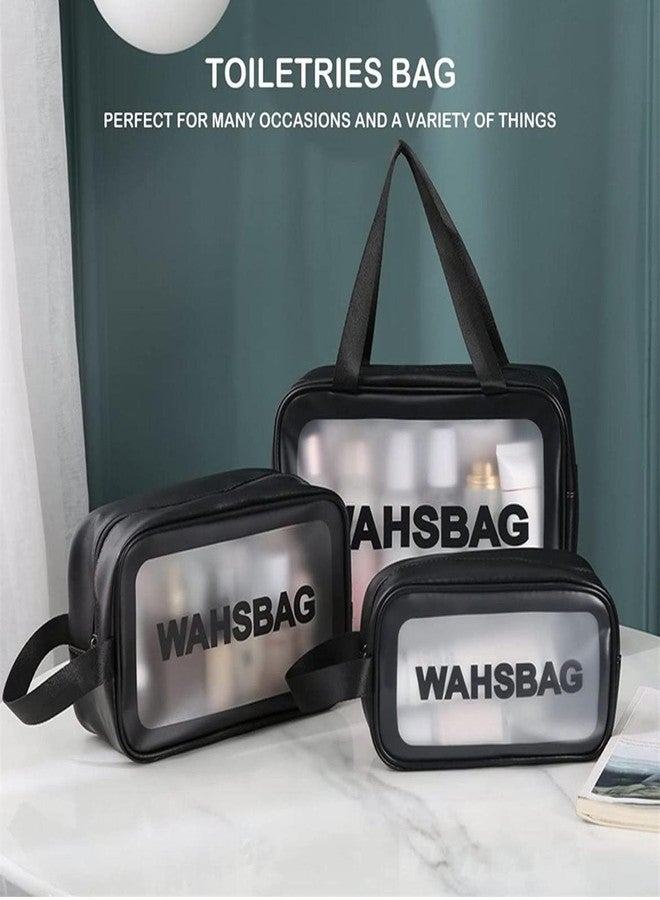 AT Ankit Traders Multi-Functional Makeup Pouch for Women | Waterproof PVC Cosmetic Bags for Girls |Travel Organizer for Bath Accessories & Grooming Kit, Set of 3 Pouches (Black) - Image 5