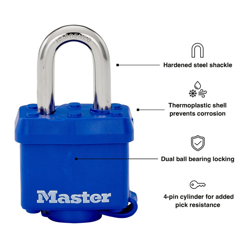 Master Lock Master Lock 312D Weatherproof Padlock,Navy Blue  - Image 2