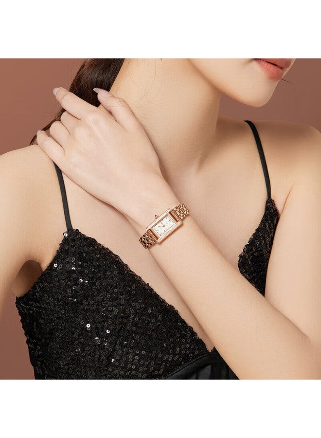 Rossini Women's Watch, Ladies' Birthday Gift Quartz Watch, Chinese Brand Light Luxury Rose Gold Steel Strap 123476 - Image 1