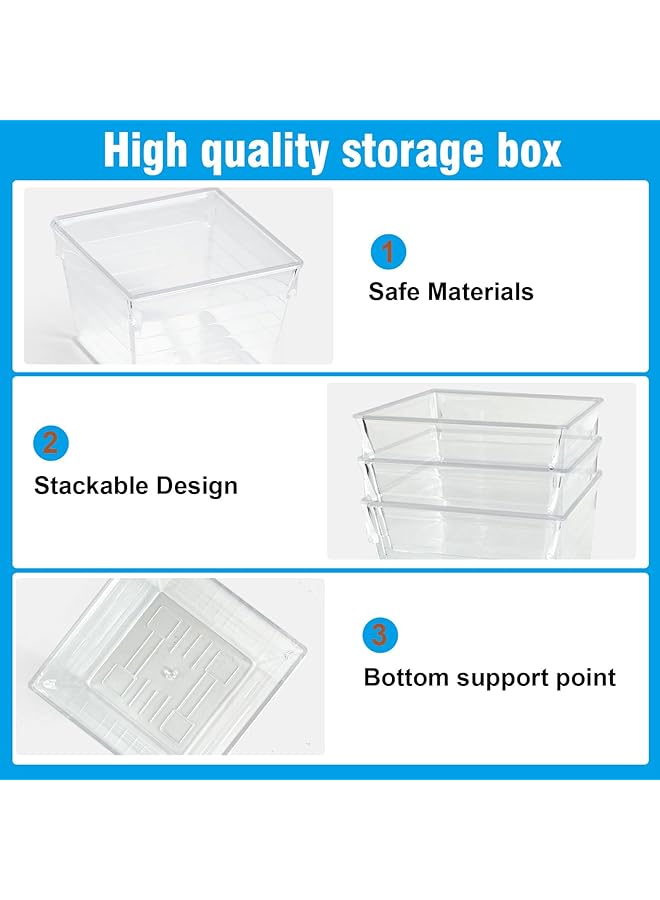 سكاي تاتش 14 قطعة من منظمات الأدراج البلاستيكية الشفافة لتخزين المكياج، 4 أحجام من صواني تقسيم منظم التخزين للمطبخ والحمام وأدوات المكياج والمكتب - Image 5