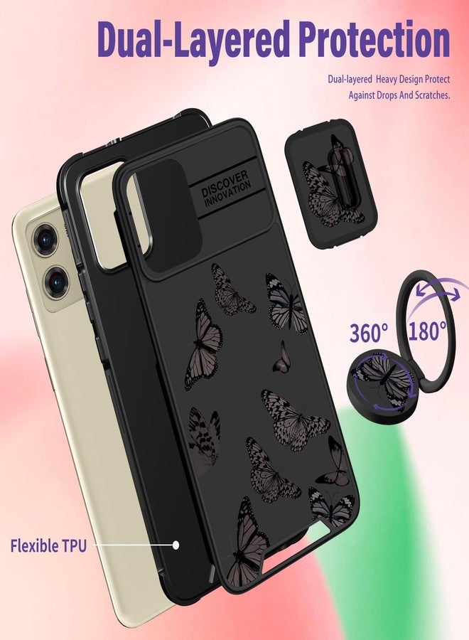 غطاء هاتف Funermei لهاتف Moto G Stylus 5G 2024 - غطاء هاتف أنيق وجميل بتصميم فراشة سوداء فريد مع غطاء للكاميرا وحلقة تثبيت، مناسب للنساء والفتيات. - Image 5