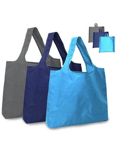 UrbanEssentia Reusable Grocery Bags, Set of 3pcs, Durable, Waterproof, Eco-friendly, Portable, Shoulder Handbags, Tote bags, Foldable Shopping Bags with Pouch  - Image 1