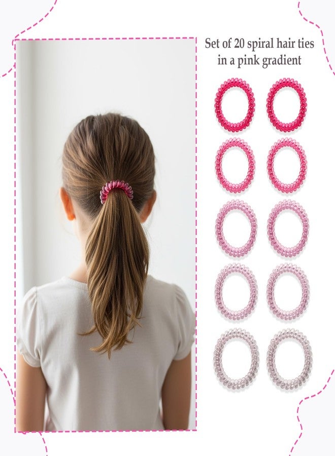 KARP 20Pcs Spiral Hair Ties for Girls - No Crease Coil Hair Bands, Gentle Elastic Telephone Cord Ponytail Holders - Pink Plastic Hair Elastics for All Hair Types(Hair Rubber Band (K2517)-Style -2) - Image 3