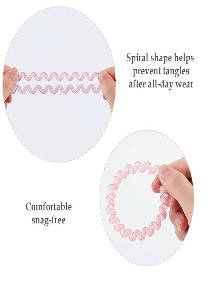 KARP 20Pcs Spiral Hair Ties for Girls - No Crease Coil Hair Bands, Gentle Elastic Telephone Cord Ponytail Holders - Pink Plastic Hair Elastics for All Hair Types(Hair Rubber Band (K2517)-Style -2) - Image 4
