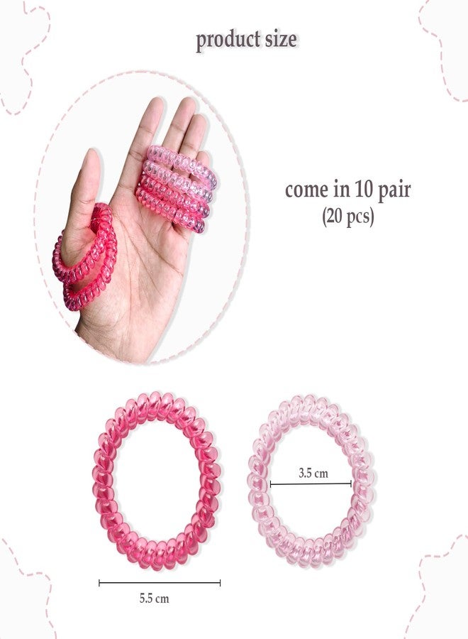 KARP 20Pcs Spiral Hair Ties for Girls - No Crease Coil Hair Bands, Gentle Elastic Telephone Cord Ponytail Holders - Pink Plastic Hair Elastics for All Hair Types(Hair Rubber Band (K2517)-Style -2) - Image 2