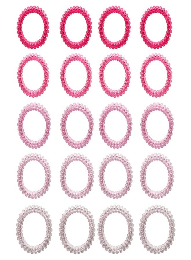 KARP 20Pcs Spiral Hair Ties for Girls - No Crease Coil Hair Bands, Gentle Elastic Telephone Cord Ponytail Holders - Pink Plastic Hair Elastics for All Hair Types(Hair Rubber Band (K2517)-Style -2) - Image 1