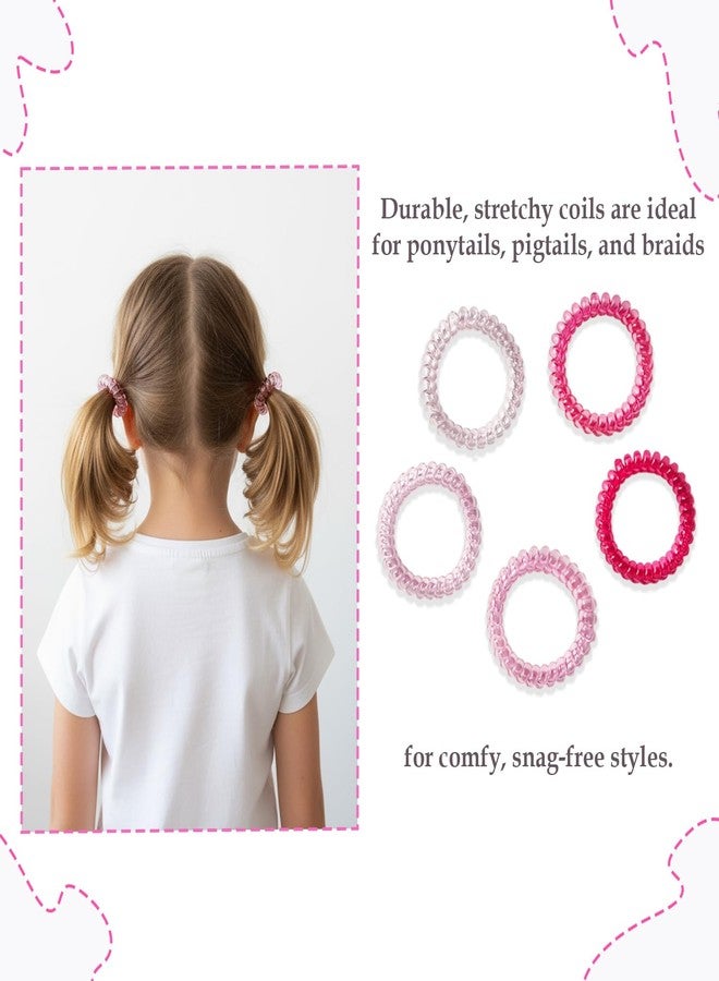 KARP 20Pcs Spiral Hair Ties for Girls - No Crease Coil Hair Bands, Gentle Elastic Telephone Cord Ponytail Holders - Pink Plastic Hair Elastics for All Hair Types(Hair Rubber Band (K2517)-Style -2) - Image 5