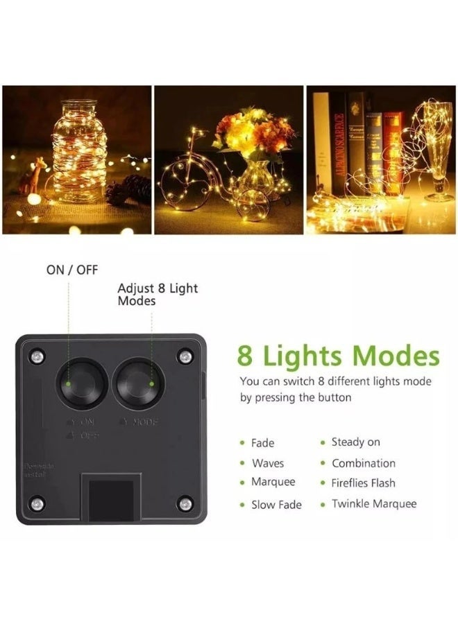 Solar Outdoor String Lights - 2 Pack Decorative Fairy Lights - IP65 Waterproof for Garden, Balcony, Fence & Patio - Auto On/Off Solar Powered Lighting (Warm White) - Image 4