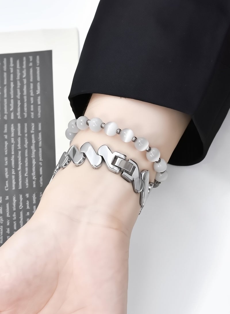 Silvery, metal wavy pattern, watch band,Iwatch band, Apple Watch band, 42mm44mm45mm46mm49mm, compatible with all series of S10 S9 S8 SE  - Image 4