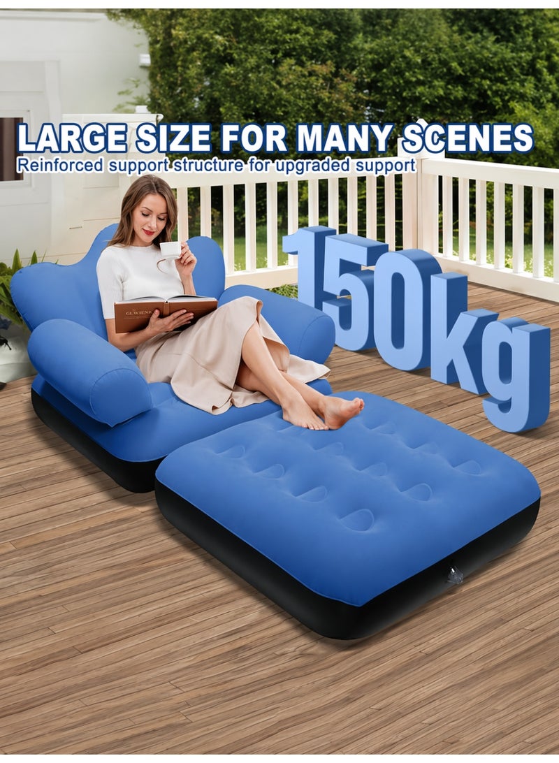 WALALLA Flocking Surface Air Couch for Camping & Indoor Use, Folding Portable Bed Chair for Adults with Quick Inflation, Durable Multi-Position Recliner - Image 5