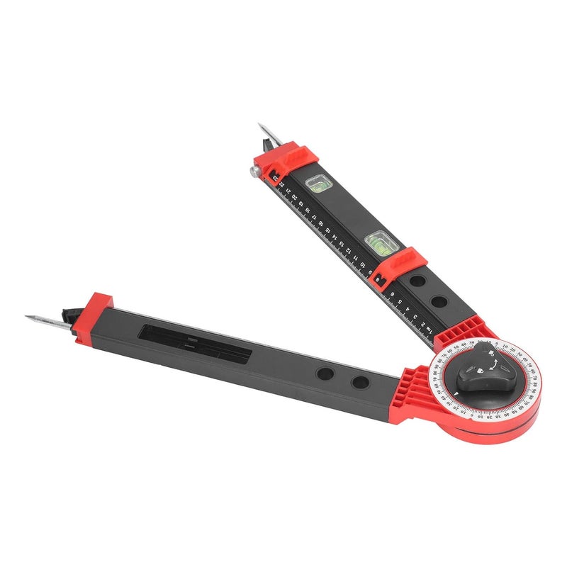 FTVOGUE منشار ميتري مع منقلة بإبرتين للرسم، أداة قياس الزوايا وأداة قطع باللونين الأسود والأحمر - Image 1