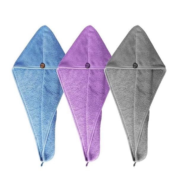 VONITY Hair Warp Towel Super Quick Drying Microfiber Bath Towel Hair Salon Towel Multicolor Hair Towel Wrap Anti Frizz Absorbent Towel Hair Drying Bathrobe Magic Pack of 3 Ur1616 - Image 1