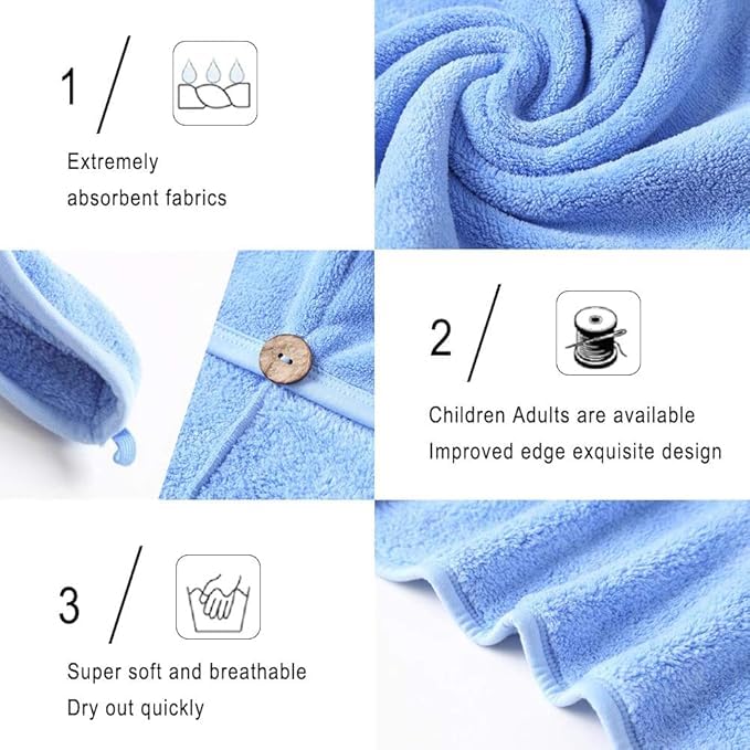 VONITY Hair Warp Towel Super Quick Drying Microfiber Bath Towel Hair Salon Towel Multicolor Hair Towel Wrap Anti Frizz Absorbent Towel Hair Drying Bathrobe Magic Pack of 3 Ur1616 - Image 3