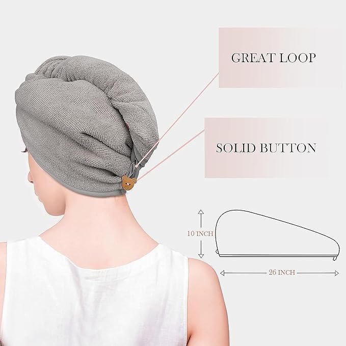 VONITY Hair Warp Towel Super Quick Drying Microfiber Bath Towel Hair Salon Towel Multicolor Hair Towel Wrap Anti Frizz Absorbent Towel Hair Drying Bathrobe Magic Pack of 3 Ur1616 - Image 5