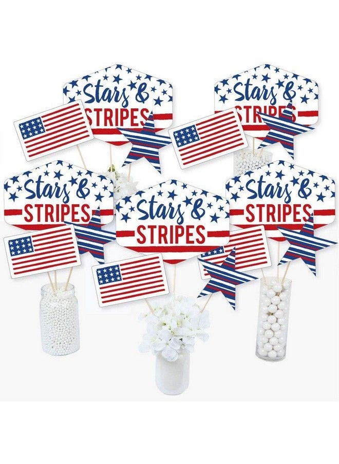 Big Dot of Happiness Stars And Stripes Memorial Day 4Th Of July And Labor Day Usa Patriotic Centerpiece Sticks Table Toppers Set Of 15  - Image 2