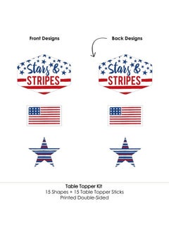 Big Dot of Happiness Stars And Stripes Memorial Day 4Th Of July And Labor Day Usa Patriotic Centerpiece Sticks Table Toppers Set Of 15  - Image 5