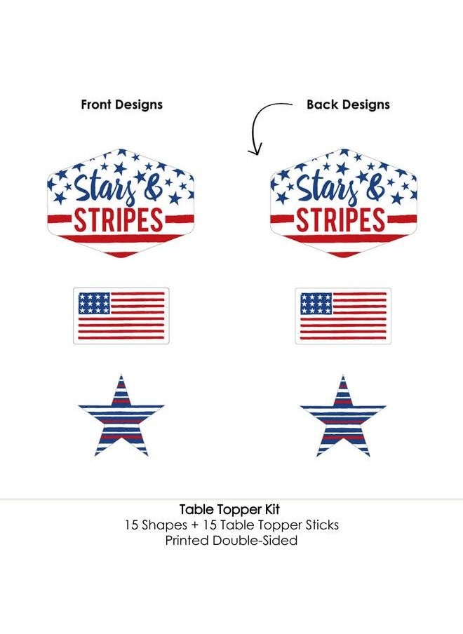 Big Dot of Happiness Stars And Stripes Memorial Day 4Th Of July And Labor Day Usa Patriotic Centerpiece Sticks Table Toppers Set Of 15  - Image 5