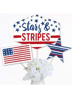 Big Dot of Happiness Stars And Stripes Memorial Day 4Th Of July And Labor Day Usa Patriotic Centerpiece Sticks Table Toppers Set Of 15  - Image 3