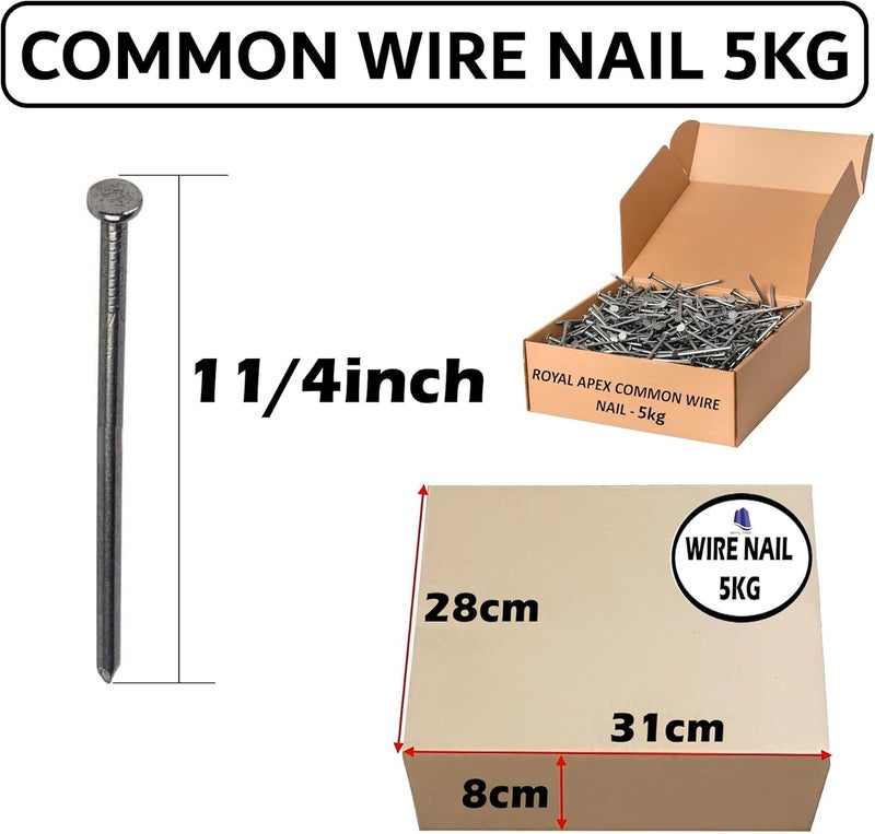 Royal Apex مسامير رأس دائري سلك مشترك 11/4 بوصة 5 كجم من رويال أبيكس - Image 2