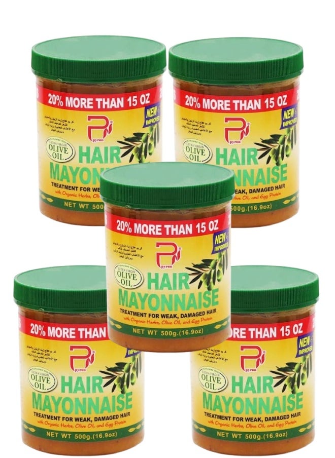 PYRON 5 Pieces Hair Mayonnaise Treatment for Weak & Damaged Hair with Olive Oil 500grams  - Image 1